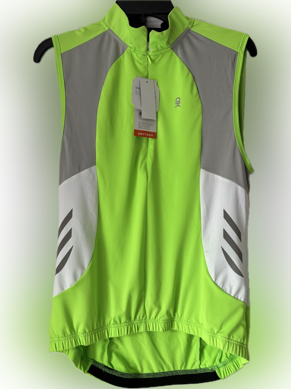 Cycling Running Shirt High Visibility Reflective Windproof Neon Lime NWT